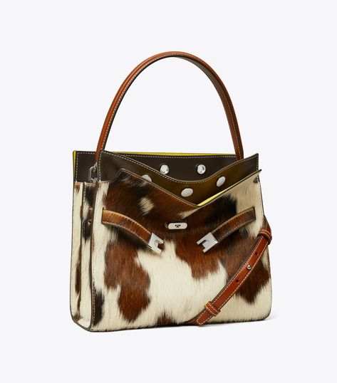 Lee Radziwill Haircalf Small Double Bag: Women's Designer Satchels | Tory Burch Lee Radziwill Double Bag, Lee Radziwill, Womens Designer Handbags, Tory Burch Bag, Women's Handbags, Doja Cat, Handbag Shoes, Calf Hair, Cute Bags