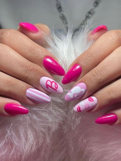 Barbie Pink Nails, Barbie Nails, Opal Nails, Halloween Nails Easy, Unghie Nail Art, Pink Nail Art, Nail Swag, Pink Nail Designs, Halloween Nail Art