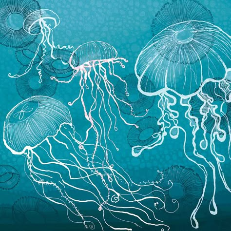 Sealife Art, Jellyfish Illustration, Jellyfish Photography, Jellyfish Painting, Jellyfish Drawing, Sea Life Art, Jellyfish Art, 수채화 그림, Jelly Fish