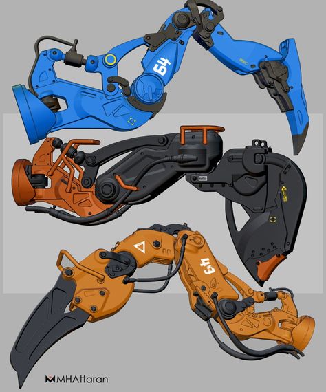 ArtStation - mechanical arms, Mohammad Hossein Attaran Robot Arm Concept, Mechanical Linkages, Mechanic Design, Robotic Arms, Robot Mechanics, Robot Sketch, Mechanical Arm, Robotic Arm, Mechanical Art