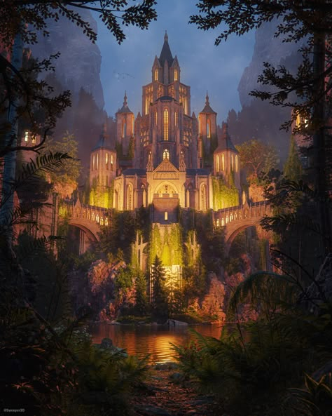 Elven City, Castle Aesthetic, Castle Art, Fantasy City, Fantasy Castle, Fantasy Story, Fantasy Setting, Fantasy Places, Wow Art