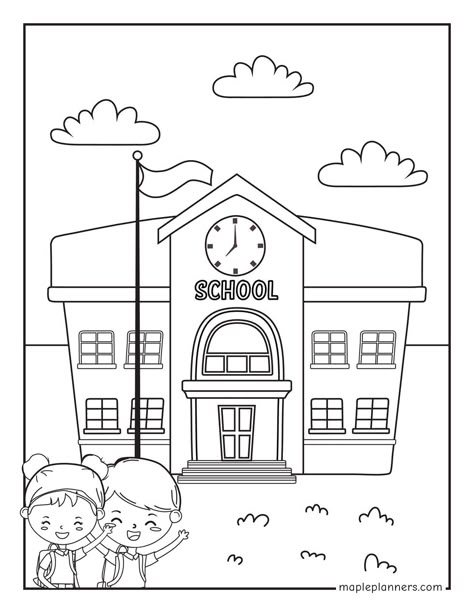 Free Back to School Coloring Pages for Kids Back To School Worksheets, Preschool Coloring Pages, School Images, School Cartoon, School Coloring Pages, Easy Coloring, Kids Coloring Pages, School Worksheets, About School