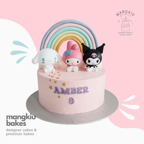 Simple Sanrio Cake, Sanrio Cake Design, Sanrio Themed Birthday Party, Sanrio Cake Ideas, Sanrio Birthday Theme, Cinnamonroll Sanrio Cake, Sanrio Cake Birthday, Rio Birthday Cake, Cinnamoroll Birthday Cake