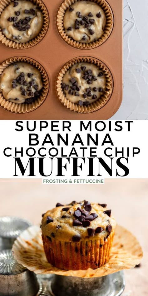 Banana Chocolate Chip Muffins With Yogurt, Banana Muffins With Frozen Bananas, Banana Chocolate Chip Cupcake Recipe, Recipes With One Banana, Banana Chocolate Chip Recipes Muffins, Banana Chocolate Chip Muffins With Sour Cream, 2 Banana Chocolate Chip Muffins, Easy Chocolate Chip Banana Bread Muffins, Banana Muffins With Two Bananas