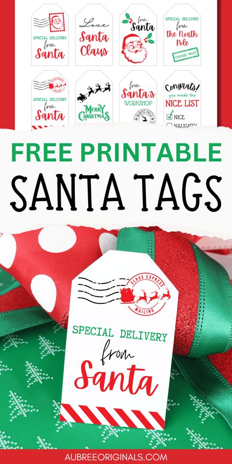 free printable Santa gift tags download From Santa Tags Free Printable, Christmas Tags From Santa, Free Printable Teacher Christmas Tag, Santa Tags Diy, Gift Tags From Santa Printable Free, Free Cricut Christmas Tags, Secret Santa Labels Free Printable, Printable Secret Santa Tags, Santa Stickers Free Printable