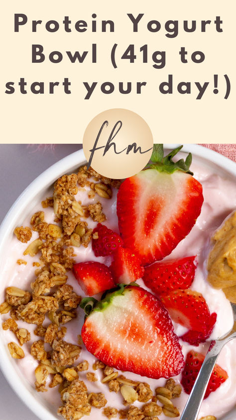 Start your day with 41g of protein and so many customization optons! If you're looking for a breakfast that hits the spot and your macros, our High Protein Yogurt Bowl is IT! 🙌 High Protein Breakfast Macros, High Protein Diet Breakfast, Low Carb Breakfast Yogurt, Protein Shake Bowl, Meal Prep Yogurt Bowls, Protein Yogurt Breakfast, Very High Protein Breakfast, Protein Powder Yogurt Bowls, Protein Yogurt Bowl Recipes