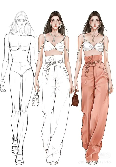 Model Sketch Fashion Figure Drawing, Pants Fashion Illustration, Runway Poses, Pants Illustration, Croquis Fashion Illustration, Fashion Illustration Croquis, Fashion Illustration Face, Fashion Croquis, Fashion Model Sketch