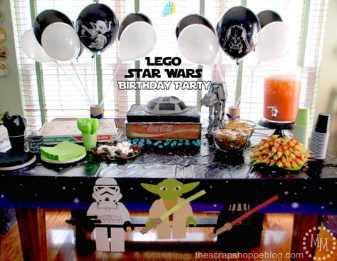 Star Wars Birthday Decorations, Star Wars Birthday Party Decorations, Sci Fi Party, Lego Star Wars Birthday Party, Star Wars Balloons, Science Party Ideas, Lego Star Wars Birthday, Lego Star Wars Party, Star Wars Party Ideas