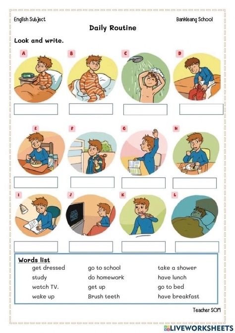 Esl Daily Routine Worksheets, Daily Routine Activities Worksheets, Daily Routine Worksheet For Kids, Daily Routine In English, Daily Routine Worksheet, Daily Routine Kids, Daily Routine Activities, Free Time Activities, English Activities For Kids