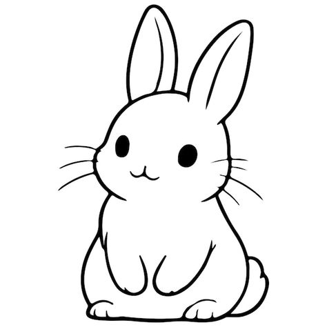 Cute rabbit doodle style hand drawn styl... | Premium Vector #Freepik #vector #background #black #line #white Animated Bunny Drawings, Black And White Bunny Drawing, Cute Clip Art Drawings, Rabbit Doodle Cute, Bunny Sitting Drawing, Cute Rabbits Drawings, Bunny Sketch Easy, Rabbit Outline Drawing, Bunny Easter Drawing