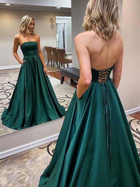 Dark Green Formal Dresses, Emerald Prom, Dark Green Prom Dresses, Neon Prom Dress, 2024 Green, Simple Evening Dress, Ballroom Dance Dress, Prom Dresses Simple, Prom Dress Inspo