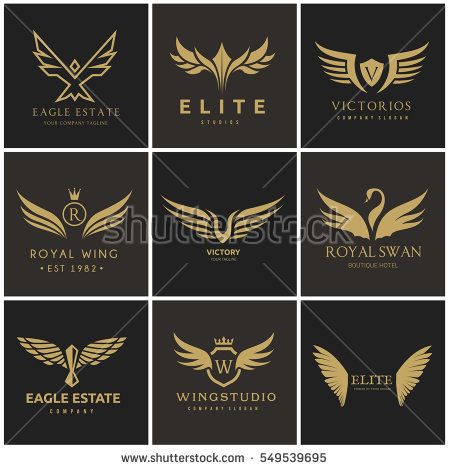 Bird and wing logo set. Eagle logo template, Vector logo template. Victory Logo, Logo Bird, N Logo Design, Wing Logo, Bird Logo Design, Graphic Design School, Of Logo Design, Graphic Design Business, Nose Studs