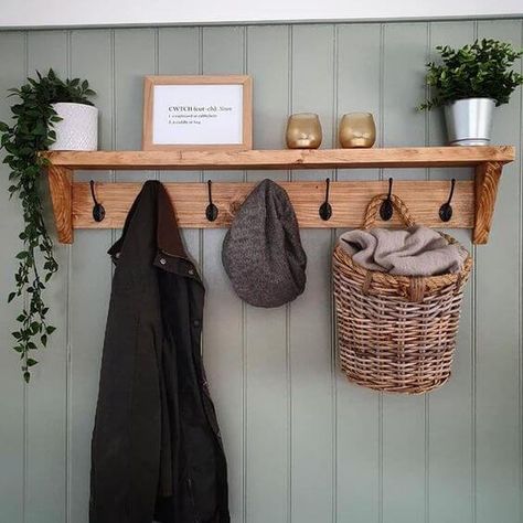 Farmhouse Home Decor Ideas, Coat Rack With Shelf, Rustic Coat Rack, Coat Rack Shelf, Wooden Coat Rack, Farmhouse Home Decor, Reclaimed Timber, Shelf Wall, Front Entrance