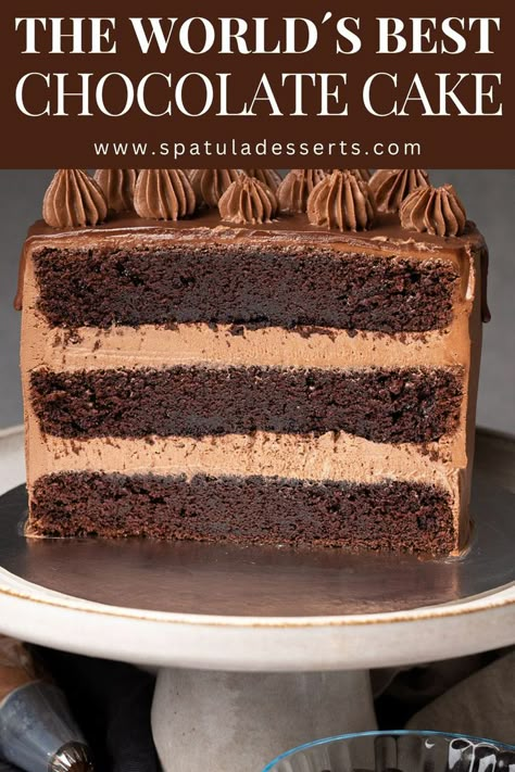 Perfect Chocolate Cake 3 Layer 8 Inch Chocolate Cake, Double Chocolate Birthday Cake, 4 Layer Chocolate Cake, Easy Triple Chocolate Cake, 3 Layer Chocolate Cake, Whipped Ganache Frosting, Chocolate Whipped Ganache, Three Layer Cake, Triple Layer Chocolate Cake