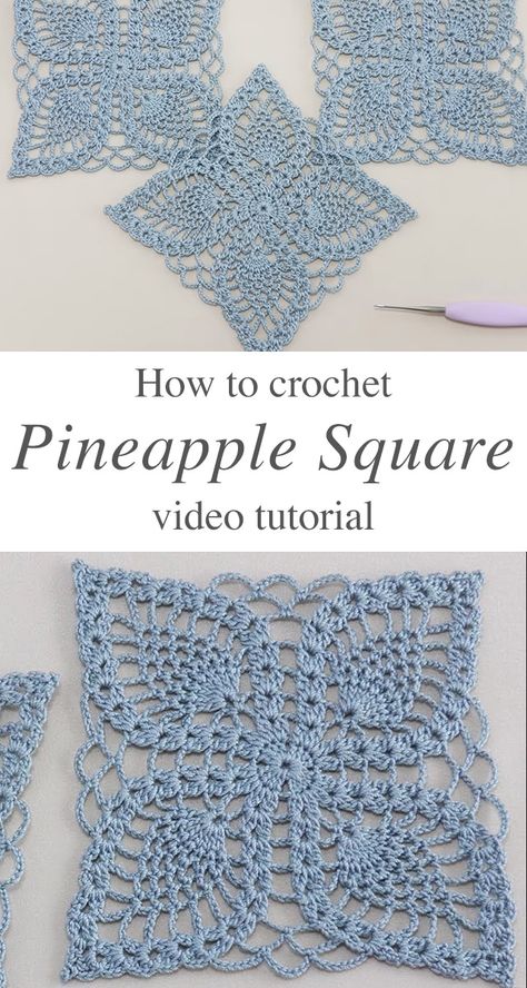 Crochet Shapes Pattern Free, Lattice Square Crochet, Pineapple Scarf Crochet Pattern, Crochet Pineapple Stitch Patterns Free, Pineapple Stitch Crochet Pattern, Crochet Lace Granny Square Pattern, Lacy Granny Square Crochet Pattern, Square Crochet Doily Pattern Free, Doily Patterns Square