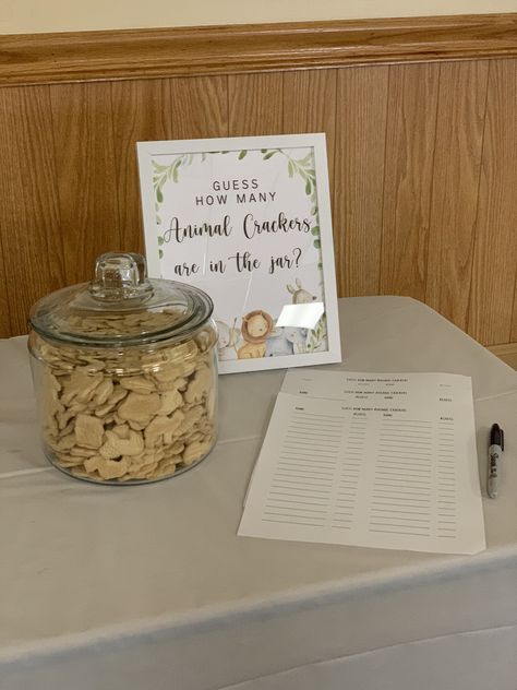 How Many Animal Crackers Are In The Jar, Guess How Many Animal Crackers In A Jar, Animal Cracker, Heart Party, Simple Baby Shower, Animal Crackers, Large Jar, Baby Shower Favors, Shower Games