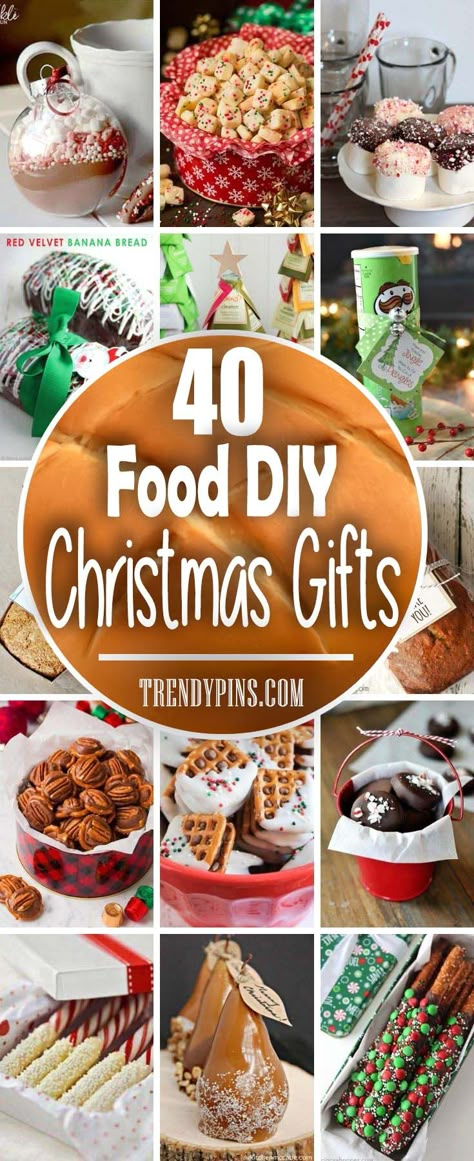 Baked Food Gifts, Food Xmas Gift Ideas, How To Package Food Gifts, Easy Homemade Food Gifts For Christmas, Christmas Eatable Gifts, Christmas Treats You Can Mail, Christmas Food Treats For Gifts, Easy Christmas Dessert Gifts, Baked Treats For Christmas Gifts