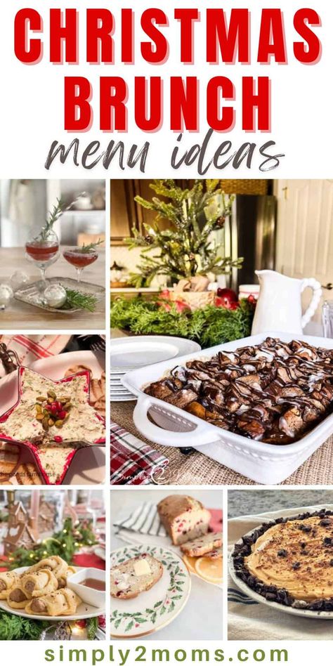 Bunch Menu Ideas, January Brunch Ideas, Brunch Menus For Christmas, Bunco Brunch Ideas, Holiday Brunch Menu Ideas, Christmas Morning Brunch Buffet, Christmas Brunch Themes Ideas, Christmas Brunch Buffet Tablescape, Protein Brunch Ideas