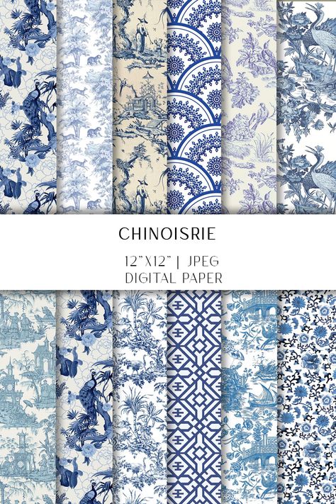 DOWNLOAD this beautiful set of 12 Chinoiserie Digital paper click on this link : Tiktok Decor, Cny Design, Chinoiserie Patterns, Egyptian Motifs, Dutch Blue, Chinese Patterns, Folk Art Painting, Dream Home Design, Tile Patterns