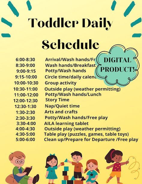 Toddler Daycare Schedule, Daycare Schedule For Toddlers, Daycare Daily Schedule, Toddler Activities Daycare, Daycare Schedule, Daycare Organization, Toddler Daycare, Starting A Daycare, Daycare Forms