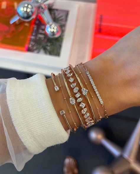 770 FINE JEWELRY on Instagram: “Another Rose Gold moment🌹 but this time, featuring a semi-custom beauty we just finished, and fell in love with! Our Large Multishape…” Tennis Bracelet Stack, Paper Clip Bracelet, Silver Bracelet Stack, Gold Bracelets Stacked, Jewelry Post, Diamond Tennis Bracelet, Diamond Bar, Bracelet Chain, Fancy Diamonds