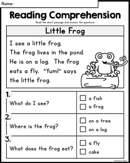 Kindergarten Reading Comprehension Passages - SUMMER by Kaitlynn Albani Kindergarten Reading Comprehension Free, Reading Comprehension Preschool, Reading Comprehension For Kindergarten, English Worksheets For Grade 1 Reading Comprehension, Teaching Kindergarten Reading, Kindergarten Reading Comprehension, Comprehension For Class 1, English Activities For Grade 1, Reading Activities For Kindergarten