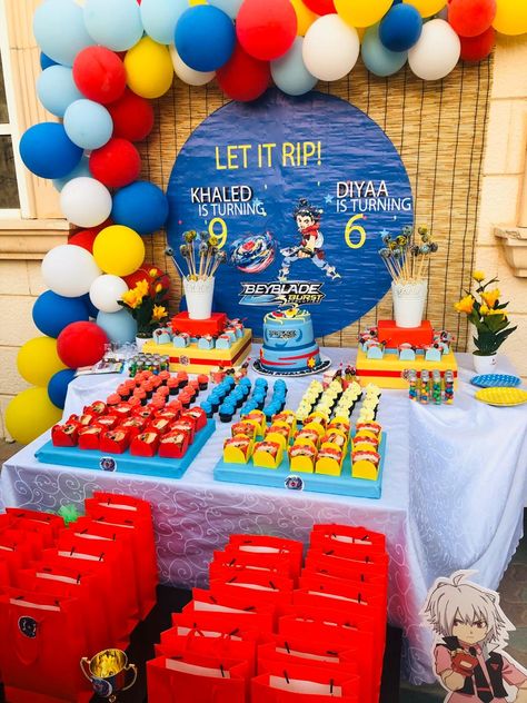 Beyblade Birthday Party, Beyblade Birthday, Boy Birthday Party Themes, 10th Birthday Parties, Birthday Party Planning, 6th Birthday Parties, 4th Birthday Parties, Birthday Love, Boy Birthday Party