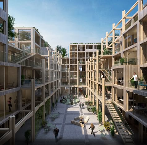 Coliving Architecture, Column Architecture, Social Housing Architecture, Co Housing, Collective Housing, Urban Housing, Social Housing, Natural Ventilation, Ground Floor Plan