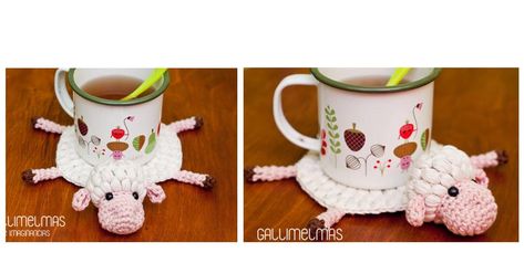 Crochet Amelia Sheep Coaster [FREE Crochet+Amigurumi Pattern] Crochet Coaster Patterns, Coaster Patterns, Coaster Crochet, Crochet Coasters Free Pattern, Free Crochet Amigurumi, Crochet Sheep, Crochet Coaster Pattern, Crochet Coaster, Christmas Applique