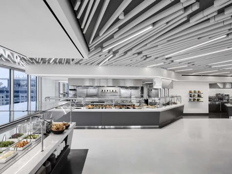 Canteen Design, Office Cafeteria, Cafeteria Design, School Building Design, Kitchens Ideas, Campus Design, Retail Space Design, Concrete Stained Floors, Hospital Interior