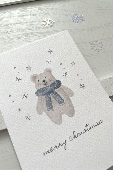 Christmas Card Digital Design, Winter Bear, Watercolor Winter Cards, Christmas Card Animals, Christmas Karten, Christmas Watercolor Cards Ideas, Merry Christmas Cards, Winter Card Ideas, Christmas Cards Illustration