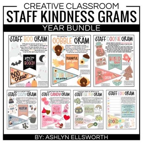 Staff Kindness Grams Bundle | Staff Morale Boosters and Gift Ideas Instructional Coach Appreciation Gifts, Staff Pajama Party, Kindness Grams, Work Gifts Employee Appreciation, Morale Boosters At Work, Staff Morale Booster Teachers, Monthly Staff Morale Boosters, Small Gift Ideas For Coworkers, Teacher Coupons