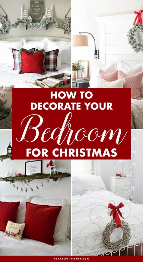 How to Decorate Your Bedroom for Christmas – 25 ideas! #ChristmasDecor #BedroomDecor #ChristmasHome Bedroom For Christmas, Festive Bedding, Christmas Bedrooms, Christmas Bedroom Decor Ideas, Christmas Bedroom Ideas, Bedroom Christmas Decor, Christmas Bedroom Decor, Holiday Bedroom, Decorations Bedroom