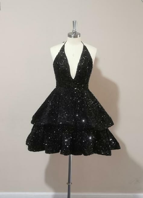 Sexy Halter Black Sequin Short Homecoming Dresses on Storenvy Black Short Prom Dresses, Black Sequin Prom Dress, Cocktail Dresses Black, Short Black Cocktail Dress, Black Prom Dress Short, Black Sequin Shorts, Tiered Prom Dress, Mermaid Prom Dresses Lace, Short Homecoming Dresses