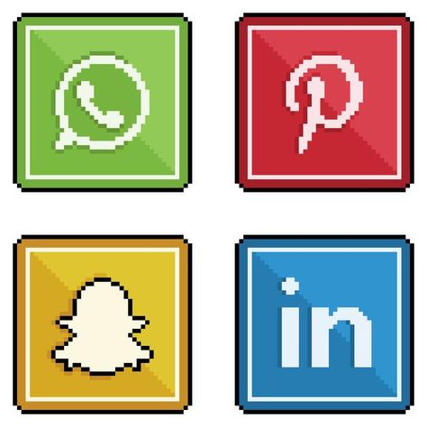 Icons social media and social networks i... | Premium Vector #Freepik #vector #network #social #whatsapp #pixel Resources Icon, Icons Social Media, Fan Page, Social Networks, Vector Icons, Premium Vector, Pixel Art, Graphic Resources, Snapchat