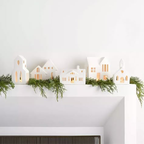 The Best Christmas Villages | Hunker Christmas Village Sets, Minimalist Christmas Decor, Modern Christmas Decor, Neutral Christmas, Christmas Mantel Decorations, Keramik Design, Christmas Inspo, Minimalist Christmas, Ceramic Houses