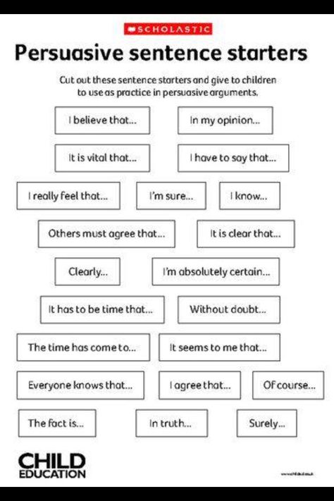 Persuasive sentence starters Persuasive Text, 5th Grade Writing, 3rd Grade Writing, 2nd Grade Writing, 4th Grade Writing, Literacy Resources, Sentence Starters, Elementary Writing, Speaking Activities