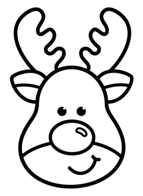 Easy Christmas Coloring Pages, Simple Christmas Drawing Ideas, Simple Christmas Coloring Pages, Christmas Outline, Christmas Drawings Easy, Christmas Drawings For Kids, Reindeer Drawing, Easy Christmas Drawings, Xmas Drawing