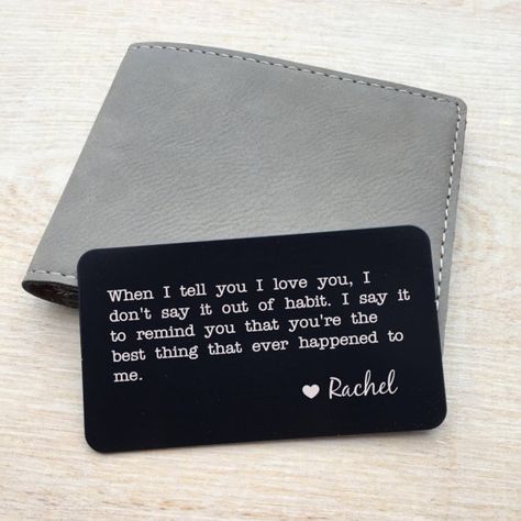 Police Font, Personalized Wallet Card, Wallet Insert Card, Cute Couples Texts, Cute Relationship Texts, Wallet Insert, Engraved Wallet, Custom Wallet, Diy Gifts For Boyfriend