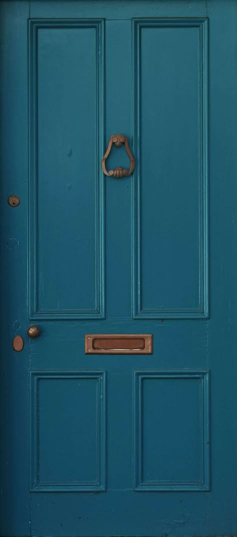 Front Door in Sherwin-Williams Oceanside Funky Cabin, Blue Front Door Colors, Tesla House, Blue Front Doors, Painting Your Front Door, Teal Front Doors, Sherwin Williams Blue, Teal Door, Door Colour