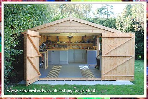 Looking for an easy way to add some extra storage to your backyard? Try a small garden shed! These simple structures are perfect for storing lawnmowers, tools, or any other small items you might need access to. Workshop Building Ideas, Shed Workshop, Storage Shed Kits, Shed Of The Year, Workshop Shed, Modern Shed, Workshop Studio, Large Sheds, Small Sheds