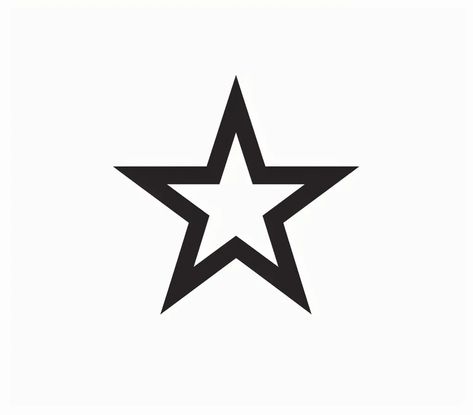 Full Color Image in ai-img-gen.com 🔸 logo, simple minimalistic star shape, black on white background, no shadows, vector graphics, flat d... 🔸 From Midjourney AI Image Black And White Outline, Color Image, Five Pointed Star, Colour Images, A White Background, Star Shape, Vector Graphics, Art Images, Tattoo Ideas