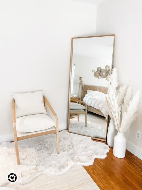 Bedroom Chair And Mirror, Corner Decor In Bedroom, Bedroom Corner With Mirror, Mirror And Chair Corner Bedroom, Corner Chair And Mirror, Mirror Corner With Chair, Corner Mirror Ideas Bedrooms, Bedroom Corner Ideas Mirror, Mirror And Accent Chair Corner