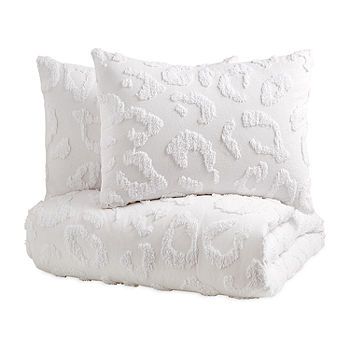 CHF Chenille Leopard Midweight Comforter Set, Color: White - JCPenney White Bed Comforters Ideas, Cute Bedding Aesthetic, White Bed Comforters, Cheetah Bedding, White Bedsheets, Leopard Print Bedding, Leopard Bedding, Leopard Print Decor, Bedroom Revamp