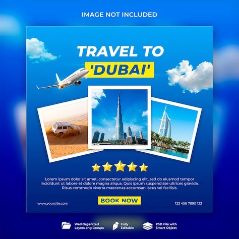 PSD tour and travel instagram post or so... | Premium Psd #Freepik #psd Travel Advertising Design, Deira Dubai, Dubai Tourism, Travel Creative, Dubai Holidays, Travel Advertising, Dubai Tour, Travel Ads, Social Media Advertising Design