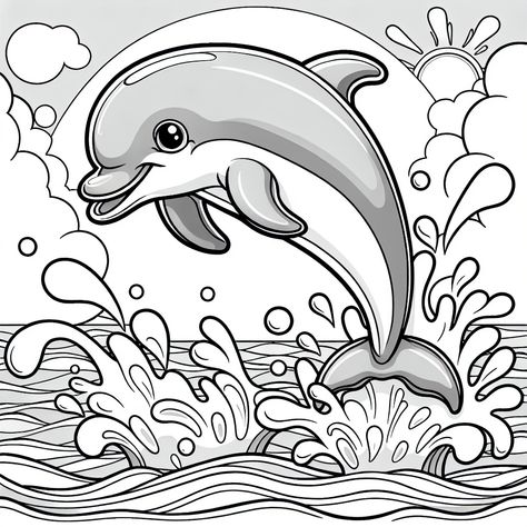 dolphin coloring pages Super Coloring Pages, Dolphins Swimming, Snake Coloring Pages, Dolphin Coloring Pages, Dolphin Lover, Paint By Number Kits, Tea Roses, Free Printable Coloring, Free Printable Coloring Pages