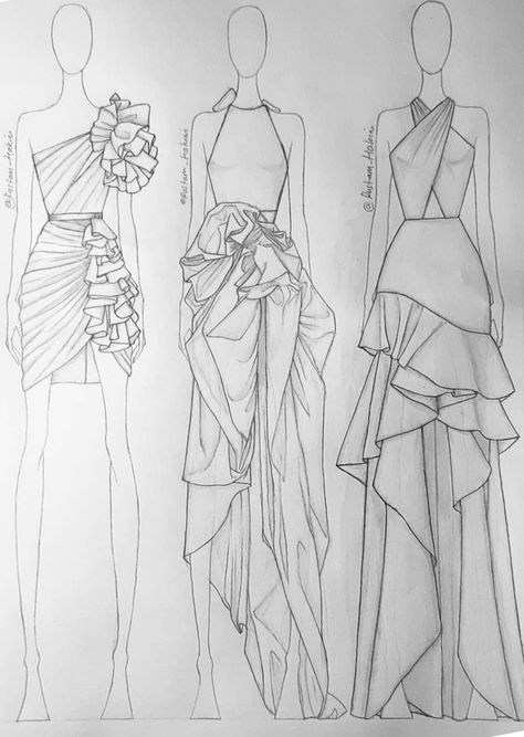 Sketches Aesthetic, Illustrator Fashion, Fashion Model Sketch, Fashion Figure Drawing, Frills And Ruffles, Fashion Illustrations Techniques, Fashion Drawing Sketches, Fashion Drawing Tutorial, Dress Design Drawing