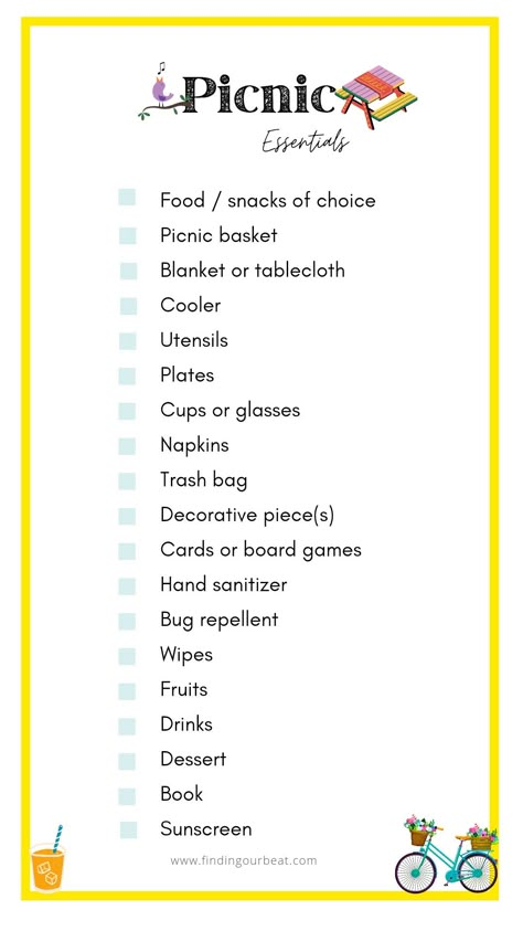 Picnic Things To Bring, Things To Bring On A Picnic, What To Bring To A Picnic Food, Picnic Food Recipes Easy, Outing Ideas With Friends, Ladies Picnic Ideas, Picnic List Ideas, Picnic Ideas For Friends Activities, Picnic Essentials List