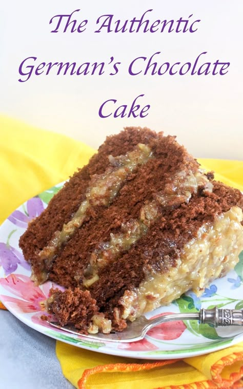 This is the Authentic German's Chocolate Cake, made from scratch with German's Baking Chocolate.  It is moist and delicious with that famous coconut pecan frosting.  Scrumptious!! #authentic #germanschocolatecake #cake #coconutpecanfrosting #chocolatecake #mycountrytable Homemade German Chocolate Cake, My Country Table, German Chocolate Cake Recipe, Chocolate Cake From Scratch, Coconut Pecan Frosting, Chocolate Homemade, German Baking, Cake From Scratch, Country Table