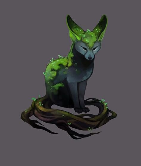 Fern A mythical fox with tree platform or birth. Is beautiful and has sweet scent. Friends of all animals. Is open for rp Fantasy Animals, Creatures Art, Magical Creatures, Creature Design, Fantasy Creatures, Mythical Creatures, Fantasy Art, Concept Art, Fox